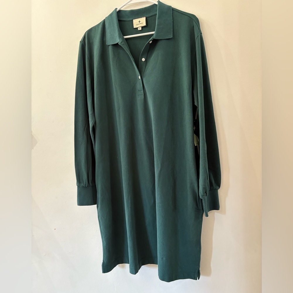 Tuckernuck - NWT - Long Sleeve Polo Shirt Dress in Dark Green - women’s XL